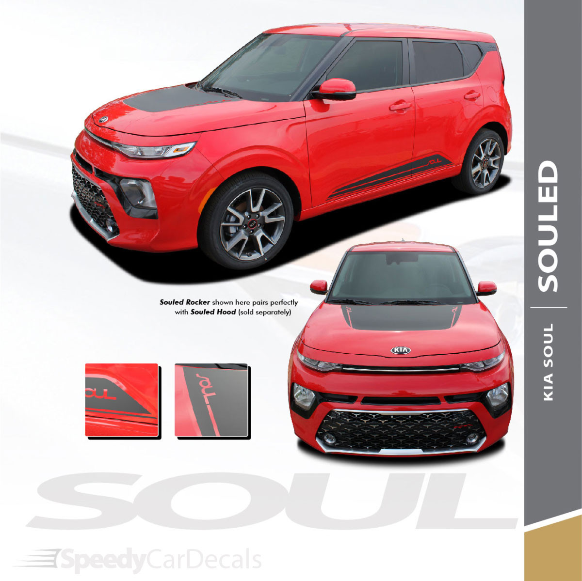 2020 2021 2022 2023 2024 2025 Kia Soul SOULED Hood and Rocker Stripes 2020 Kia Soul SOULED Hood and Rocker Stripes