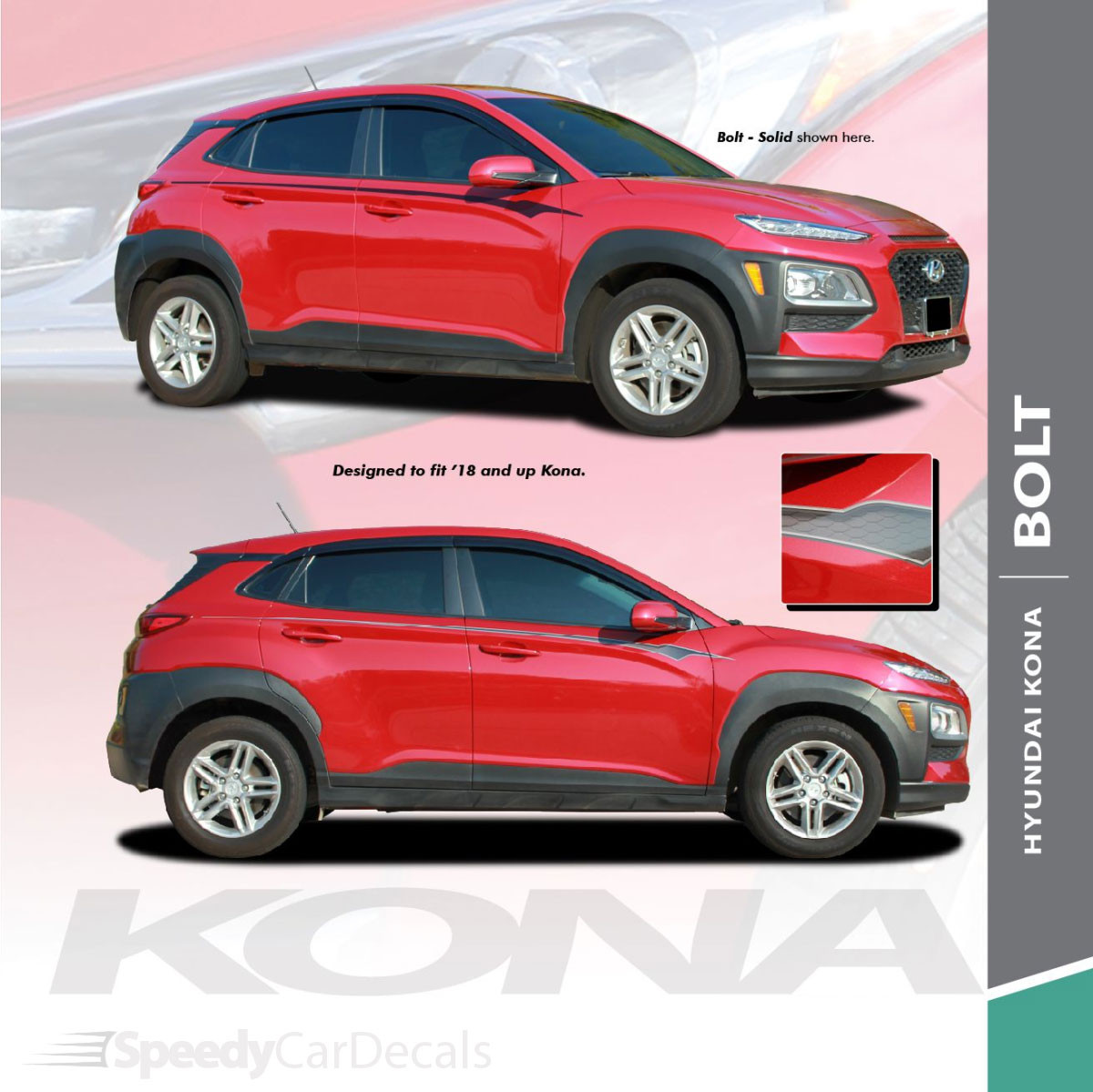 NEW! 2020-2024 Hyundai Kona Side Decals BOLT KIT Premium Products! NEW! 2020-2024 Hyundai Kona Side Decals BOLT KIT