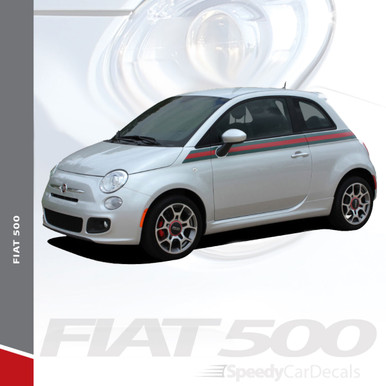 2011-2019 SE 5 ITALIAN APPLIQUE STRIPE : Gucci Style Fiat 500 Abarth Door  to Rear Wrap Around Vinyl Graphics Kit - MoProAuto