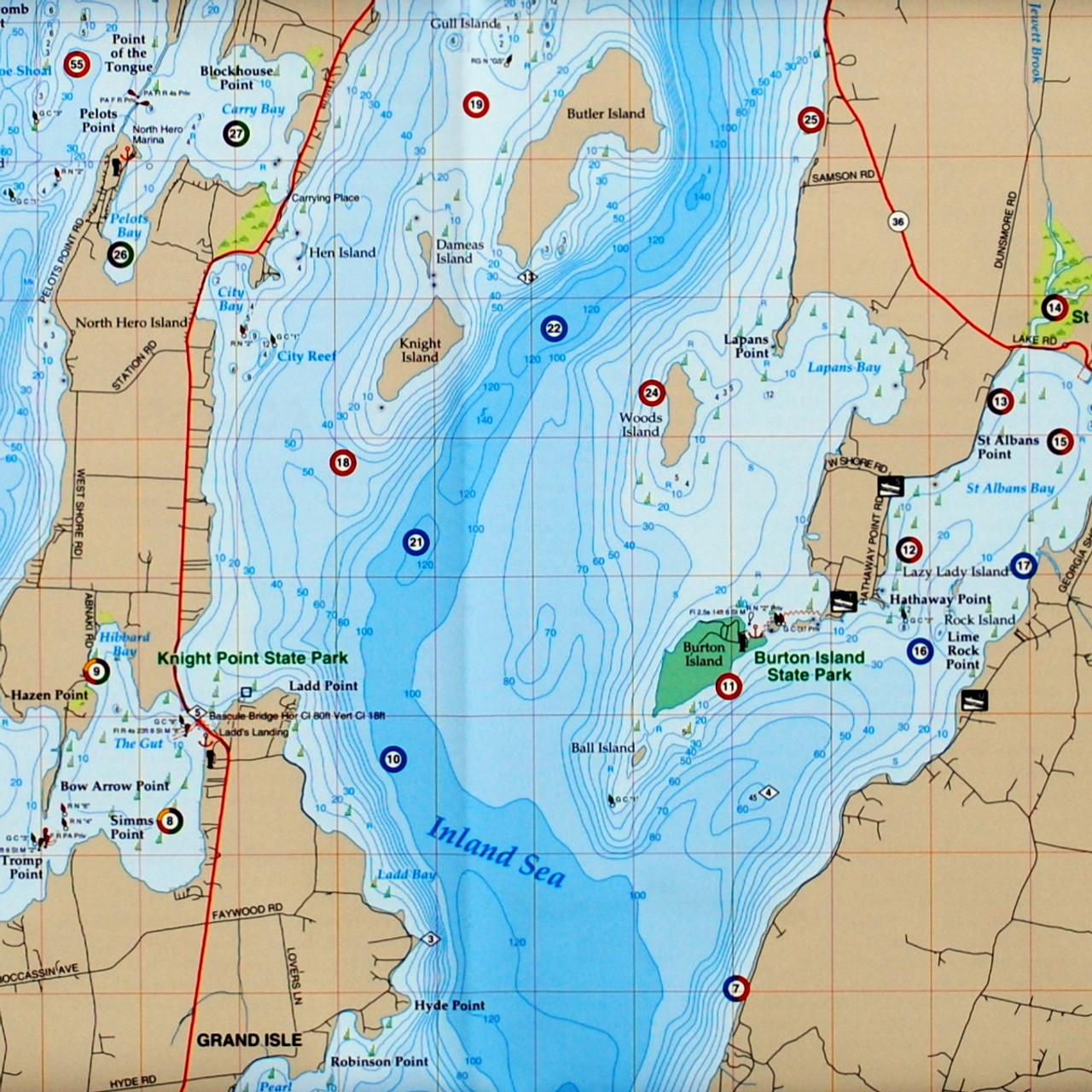 Lake Champlain North Lake Fishing Chart 12F