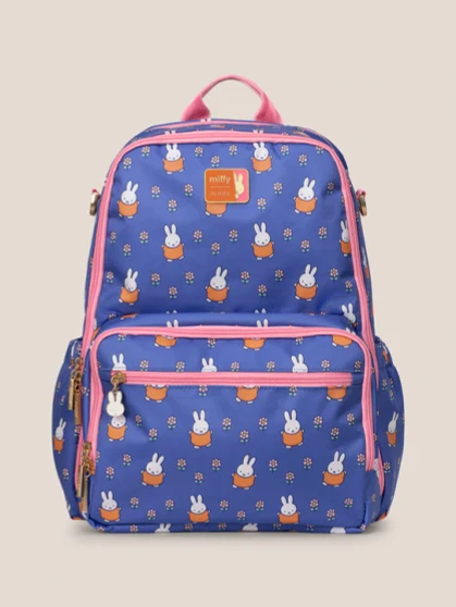 Miffy x JuJuBe Flower Fields Zealous Diaper Bag Backpack - Blue & Orange