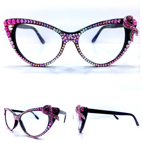 Optical CRYSTAL Cateye Glasses - Pink Ribbon