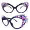 Royal Majestic Cateye Glasses: Sparkling Violet, Violet AB, Aurora Borealis, Amethyst, Amethyst AB, Light Amethyst, Light Amethyst AB, Tanzanite, Deep Tanzanite, Vitrail Light and Heliotrope Crystals are strategically placed for maximum dazzle, sparkle, and gleam!