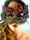 Gold Plated Mask with Ruby and Light Siam Crystals