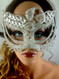 Silver Plated Mask with Clear Crystals