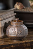 Dark Brown Ceramic Storage Canister with Bird Motif