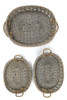 Oval Willow Trays with Jute Handles - Set of 3