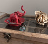 Pewter Elephant Ring Dish in Red