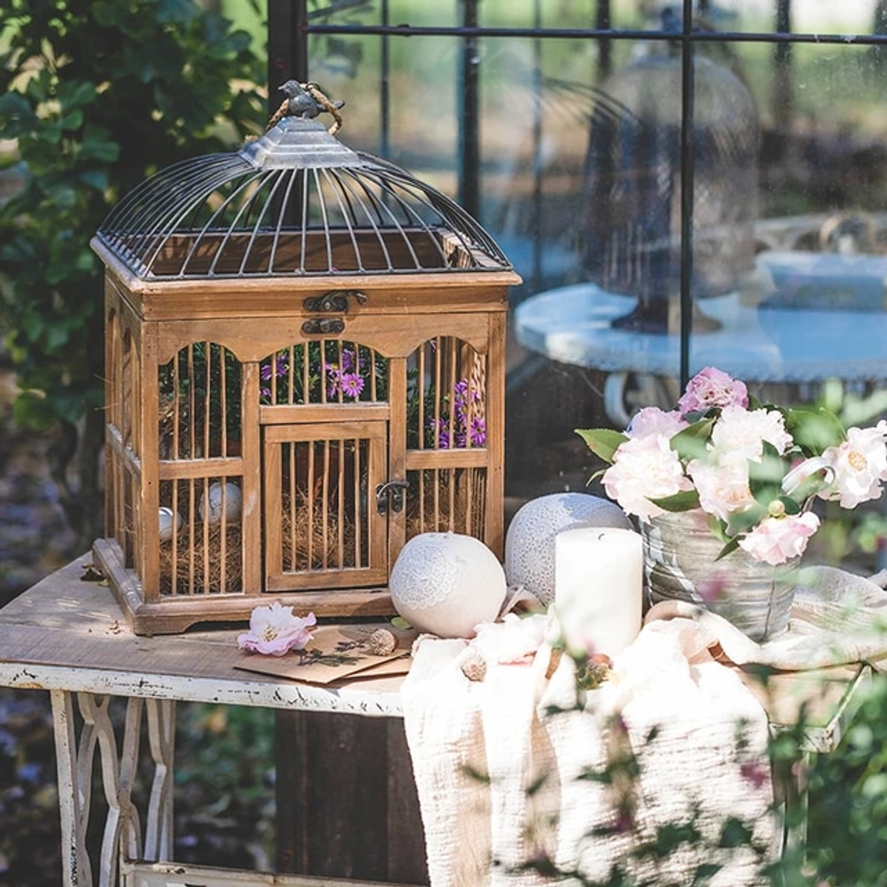 Antique Victorian Bird Cage, Large Metal Cage, Garden Decor 