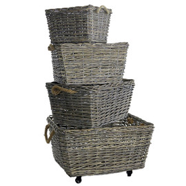 Willow Basket with Wheels