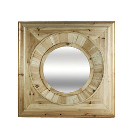 Pine Round Frame Small Mirror