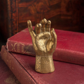 Heavy Pewter Gold Leaf Saint Hand - B