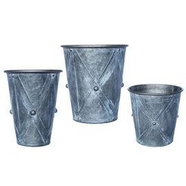 Zinc Drum Planters - Set of 3