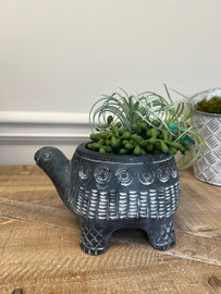 CEMENT TURTLE PLANTER BLACK FINISH