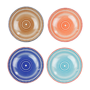 Geometric Print Ceramic Bowls - Large Geometric Print Ceramic Bowls - Large