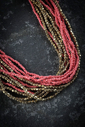 Multilayered Gold & Coral Necklace
