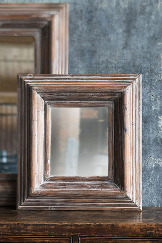 Washed Grey Square Frame Mirror - Small