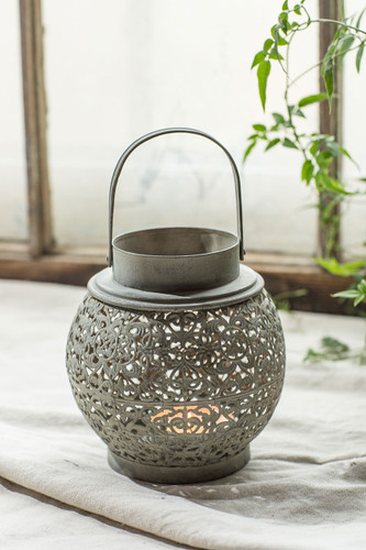 Round Filigree Perforated Metal Lantern