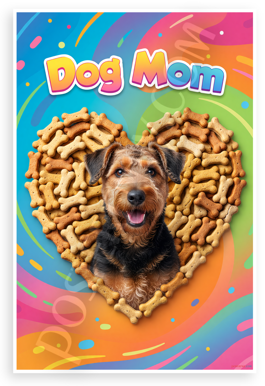 Dog Mom Airedale Terrier Bone Heart Poster | PosterEnvy