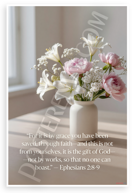 Ephesians 2:8-9 "By Grace Through Faith" Inspirational 12x18 US Made Poster