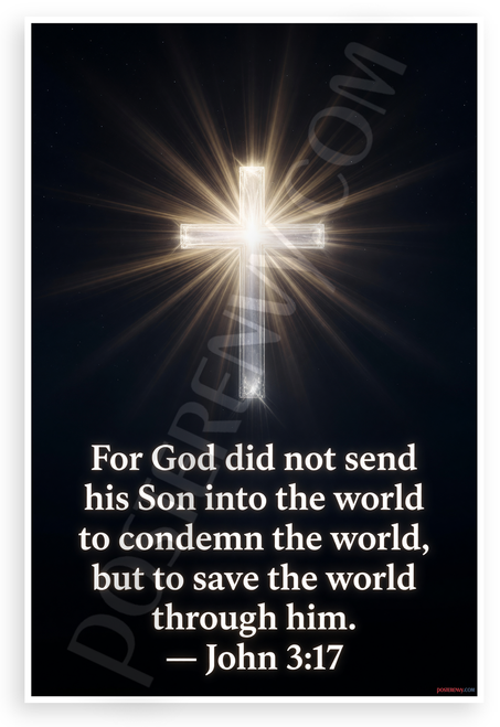 John 3:17 'For God Did Not Send His Son' Inspirational Christian 12x18 US Made Poster