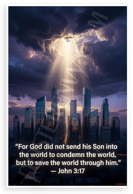 John 3:17 'For God Did Not Send His Son' Inspirational 12x18 US Made Poster