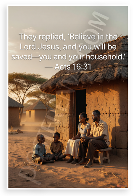 Acts 16:31 'Believe in the Lord Jesus' Family Faith Inspirational 12x18 US Made Poster