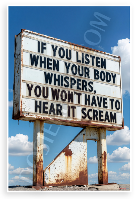 "If You Listen When Your Body Whispers You Won't Have to Hear It Scream" Vintage Sign Inspirational 12x18 US Made Poster