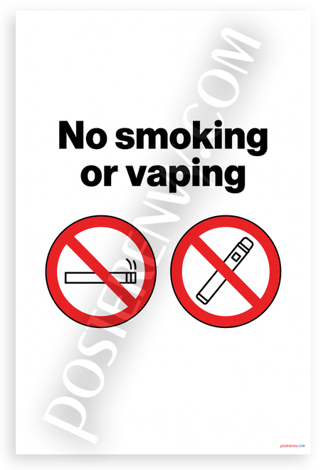 No Smoking or Vaping Safety Sign 12x18 US Made Poster