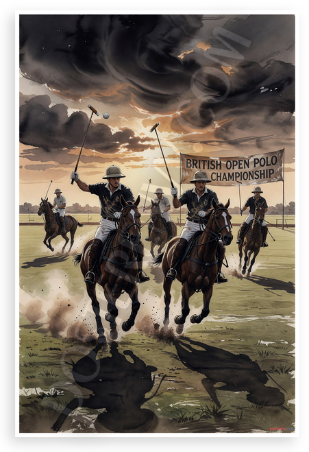 British Open Polo Championship Polo Players Action 12x18 US Made Poster