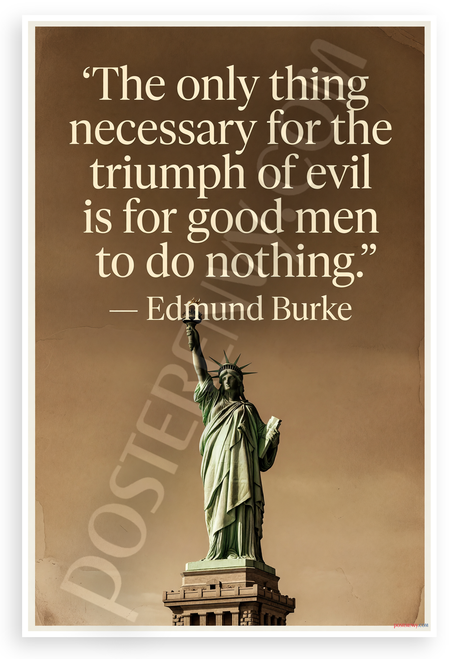 Edmund Burke "Only Thing Necessary for Triumph of Evil" Statue of Liberty 12x18 US Made Poster