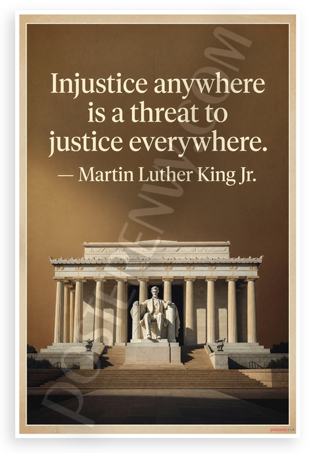 Martin Luther King Jr. "Injustice Anywhere Is a Threat to Justice Everywhere" Inspirational 12x18 US Made Poster