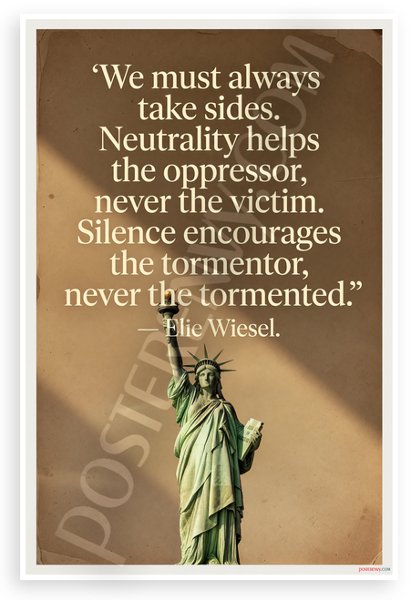 Elie Wiesel 'Neutrality Helps the Oppressor' Inspirational 12x18 US Made Poster
