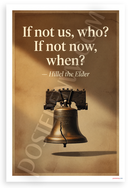 Hillel the Elder "If Not Us Who If Not Now When" Liberty Bell Inspirational 12x18 US Made Poster