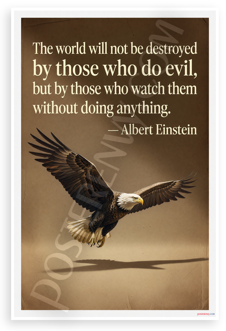 Albert Einstein "World Not Destroyed by Those Who Watch Without Doing" Eagle Inspirational 12x18 US Made Poster