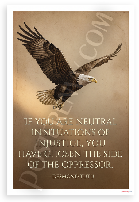 Desmond Tutu "If You Are Neutral in Situations of Injustice" Eagle 12x18 US Made Poster