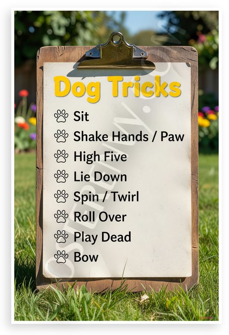 Dog Tricks Sit Shake High Five Educational 12x18 US Made Poster