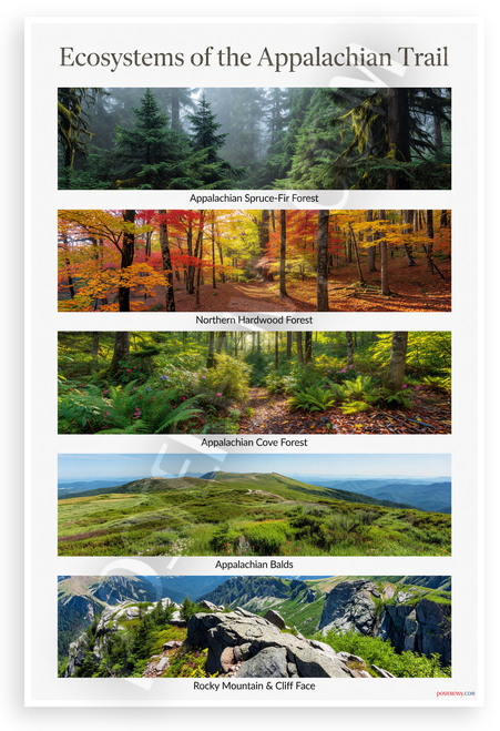 Ecosystems of the Appalachian Trail Educational 12x18 US Made Poster