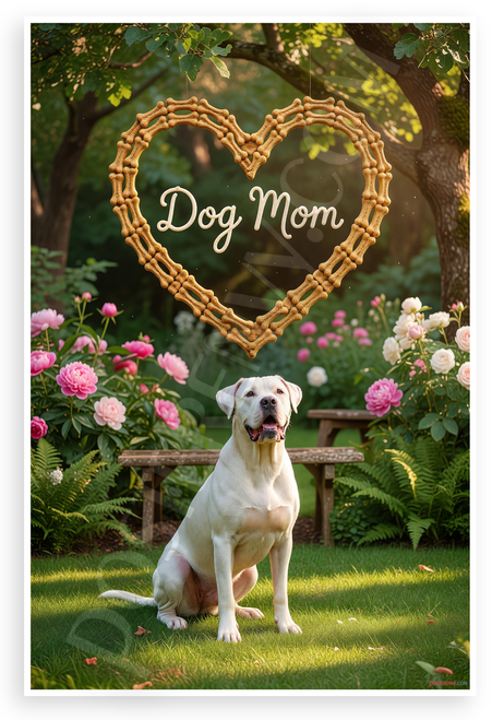 Dogo Argentino Dog Mom Heart Dog Bone Frame Garden 12x18 US Made Poster