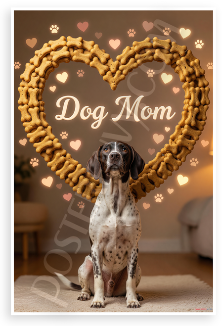Dog Mom Pointer Heart Dog Bone Frame 12x18 US Made Poster