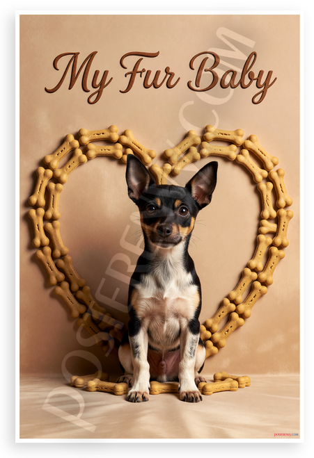 My Fur Baby Toy Fox Terrier Dog Bone Heart 12x18 US Made Poster
