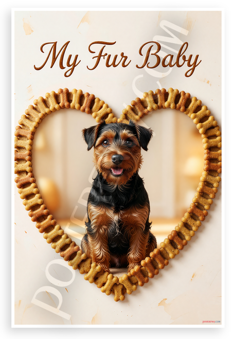 My Fur Baby Welsh Terrier Dog Bone Heart Frame 12x18 US Made Poster