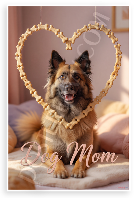 Belgian Tervuren Dog Dog Mom Heart Bone Frame 12x18 US Made Poster
