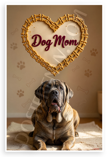Dog Mom Neapolitan Mastiff Heart Dog Bone Frame 12x18 US Made Poster