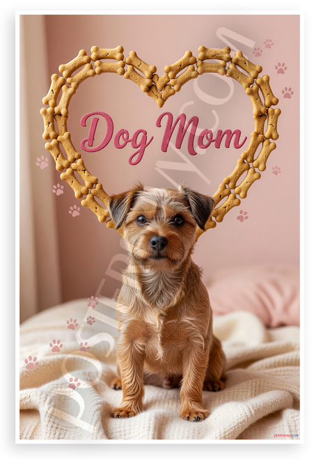 Dog Mom Heart Bone Frame Norfolk Terrier 12x18 US Made Poster