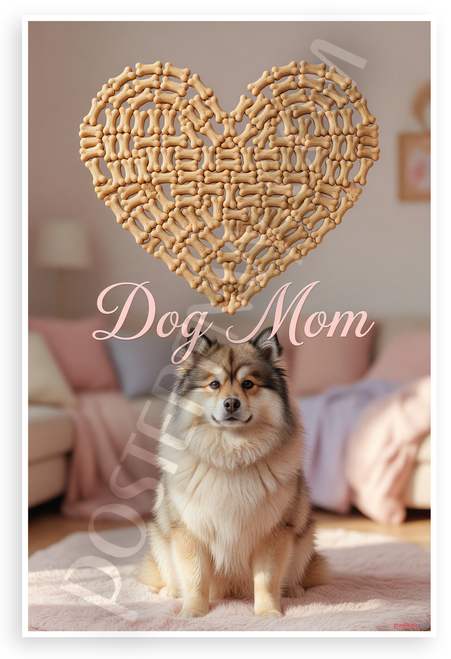Dog Mom Finnish Lapphund Dog Bone Heart Pastel 12x18 US Made Poster
