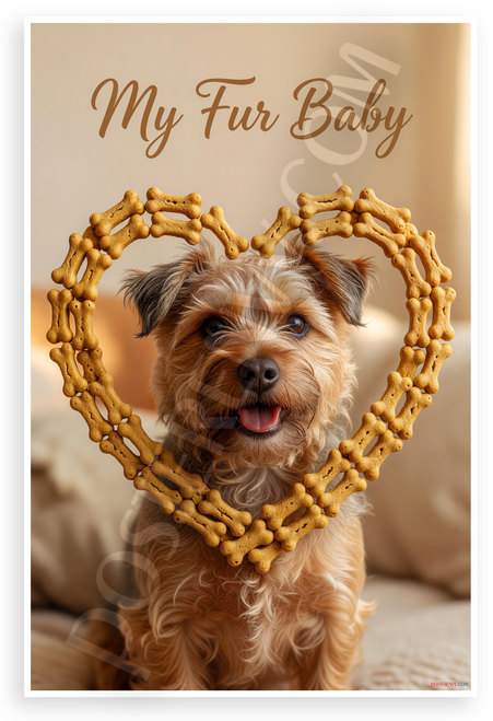 My Fur Baby Norfolk Terrier Dog Treat Heart Frame 12x18 US Made Poster