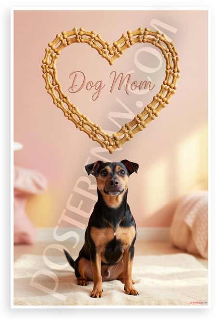 Dog Mom Manchester Terrier Dog Bone Heart Frame 12x18 US Made Poster