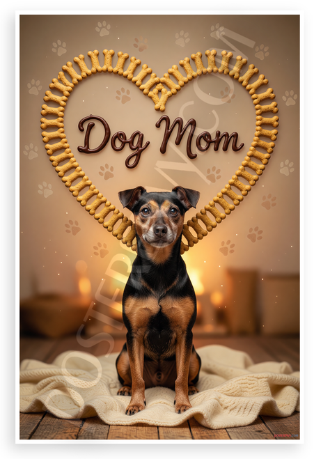 Dog Mom Manchester Terrier Bone Heart Frame 12x18 US Made Poster