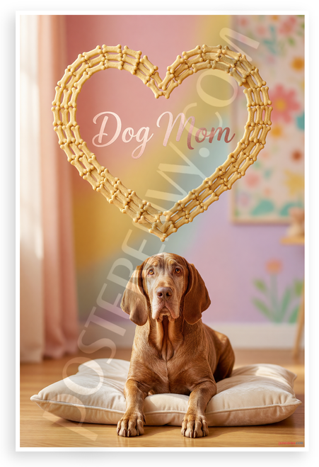 Dog Mom Bracco Italiano Heart Dog Bone Frame 12x18 US Made Poster